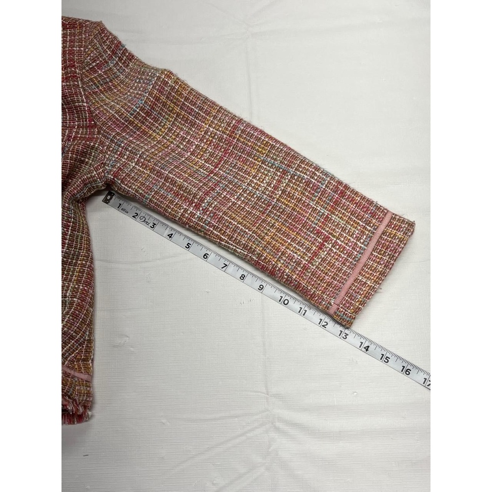Vintage True Meaning Women's Multicolor Stylish Fringe Hem Tweed Blazer Large - Picture 10 of 12